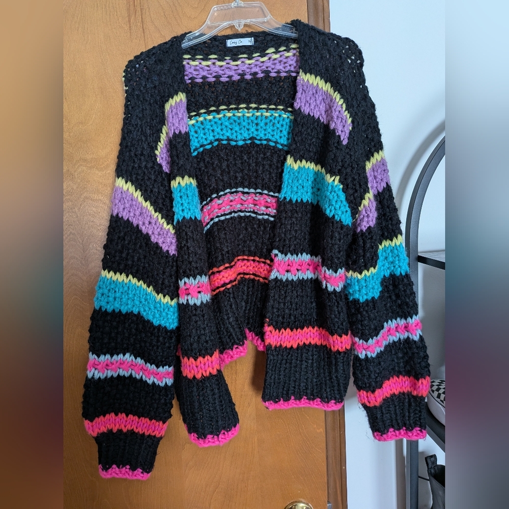 Cozy Co. Striped Colorful Knit Cardigan